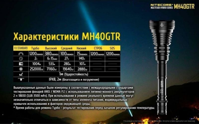 Дальнобойный фонарь Nitecore MH40GTR